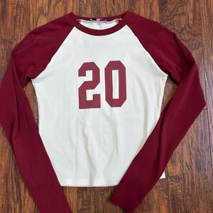 Edikted Burgundy and Cream Crew Neck Top